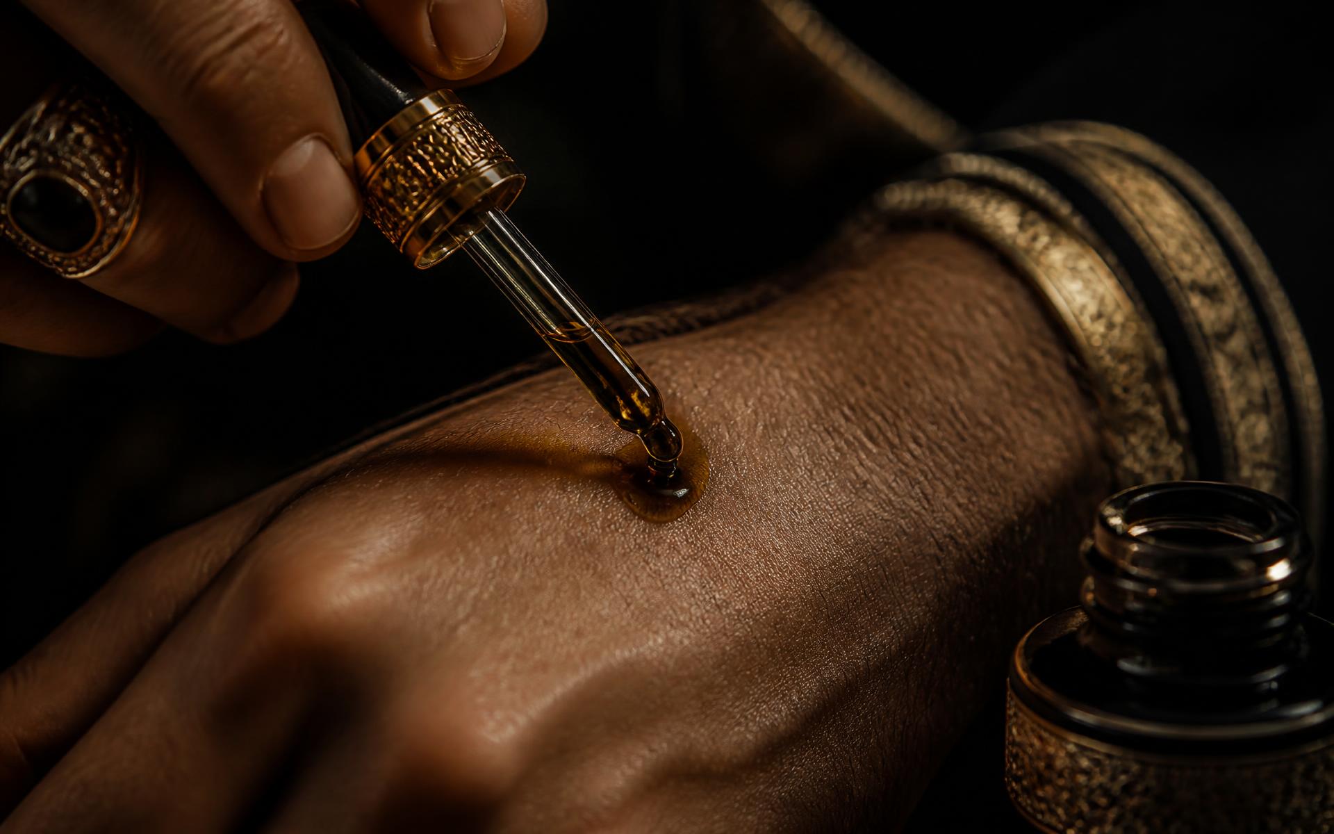 Oud oil being applied